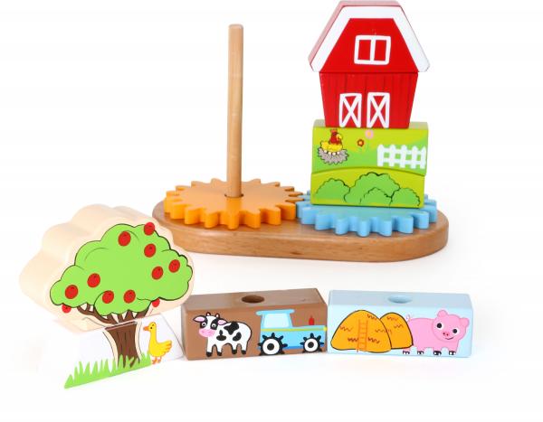 Steckspiel--Kleinkind--Krippe--U3--Motorik--Holzspielzeug--Bauernhof--Feinmotorik