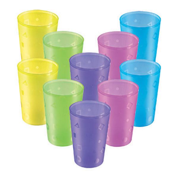 trinkbecher-0-3l-10er-pack-farbig-gemischt-kunststoff-pp-o7-3cm-hoehe-10-8cm