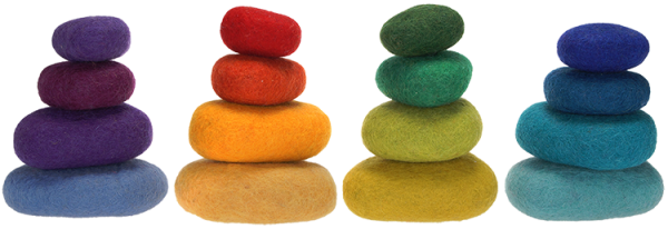 Regenbogen Flußsteine Filz