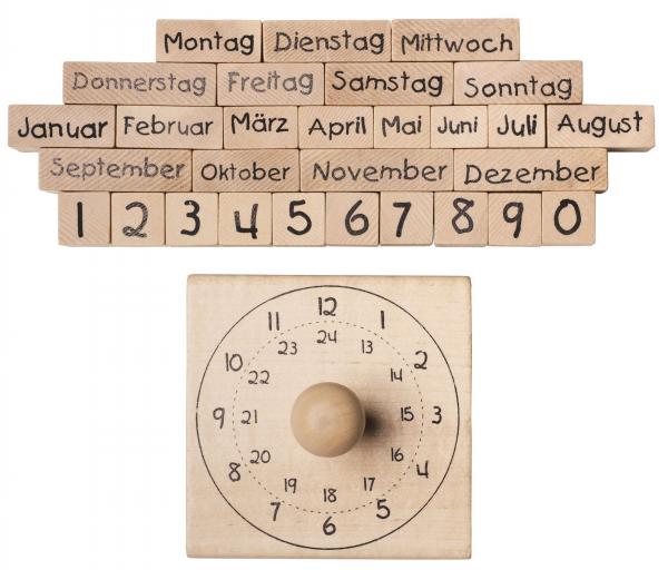 Holzstempelset "Was ist Zeit?", 30tlg.